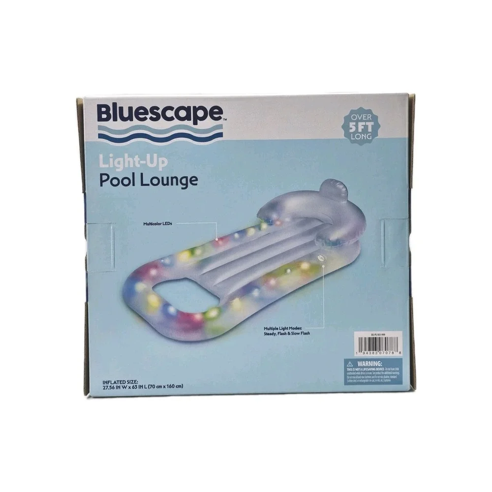 New Bluescape Inflatable Pool Mat Float Color Changing LED Batteries Included
